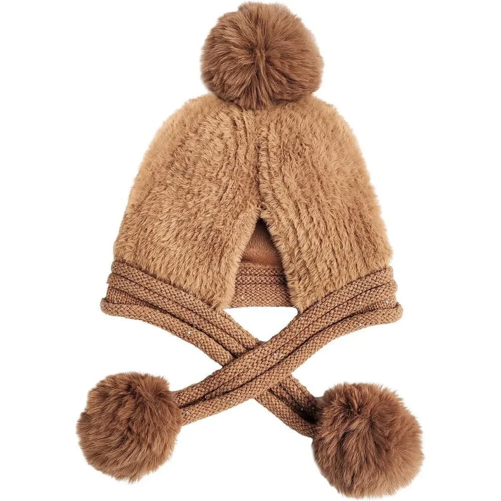 Women Kase Winter Sherpa Beanie Hats Knit Ear Flaps Peruvian Cover Ears